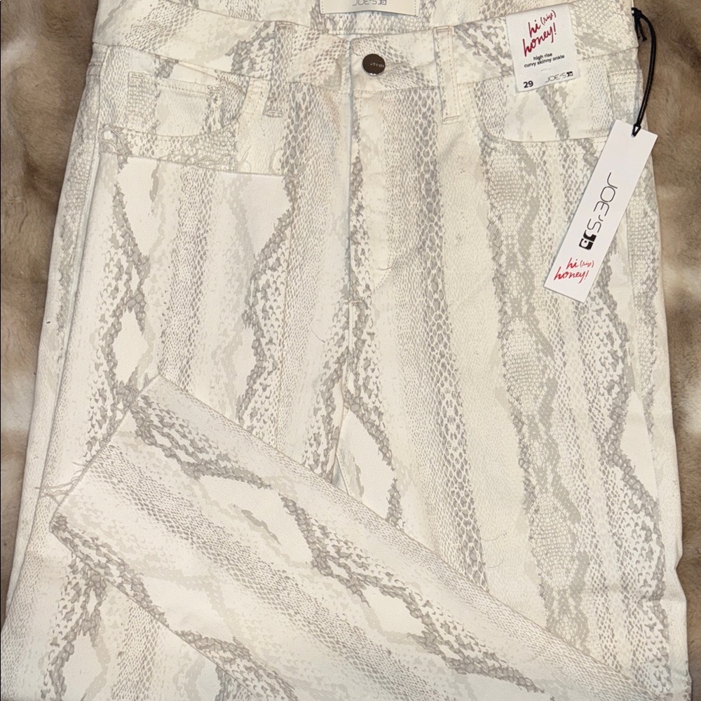 Joe's Jeans Cream Snake Print Skinny Jeans